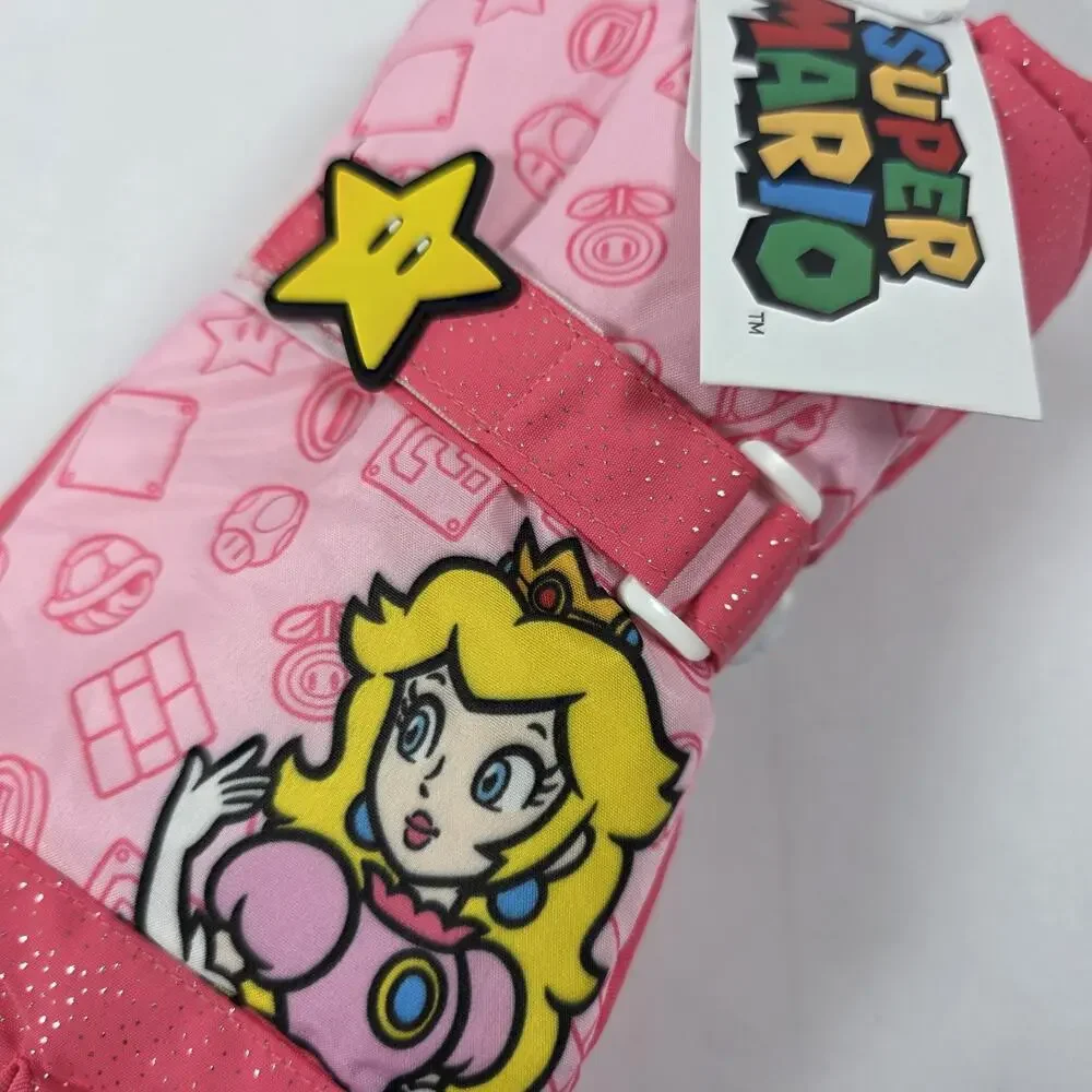 Princess Peach Super Mario Girls Winter Gloves Thinsulate SKI Gloves Size L/XL